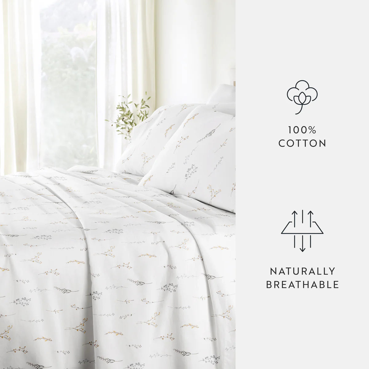 Wild Garden 100% Cotton Long Staple Sheet Set