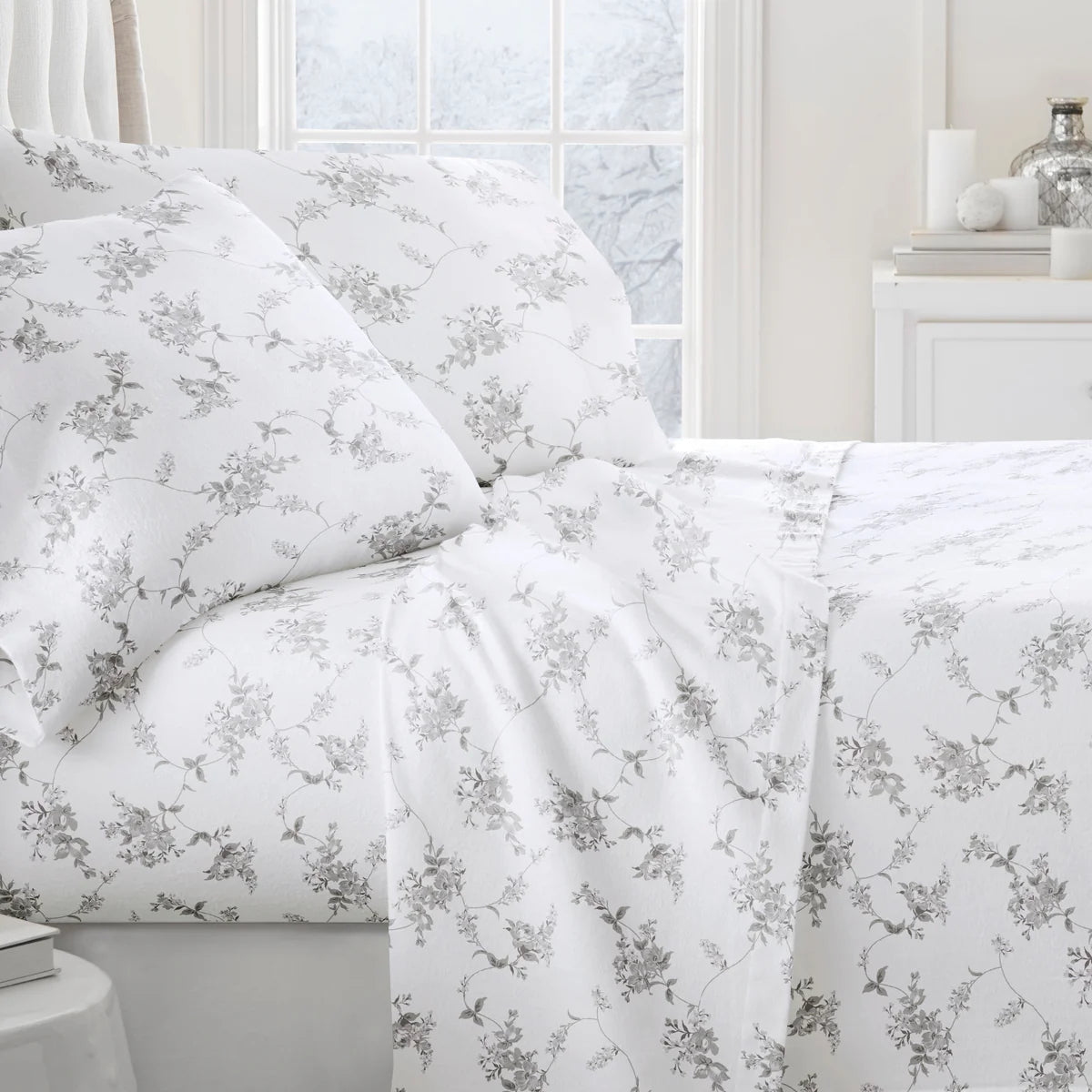 Sylvan Rose 4-Piece 100% Cotton Flannel Sheet Set