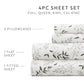 Tossed Foliage 4-Piece Patterned Sheet Set