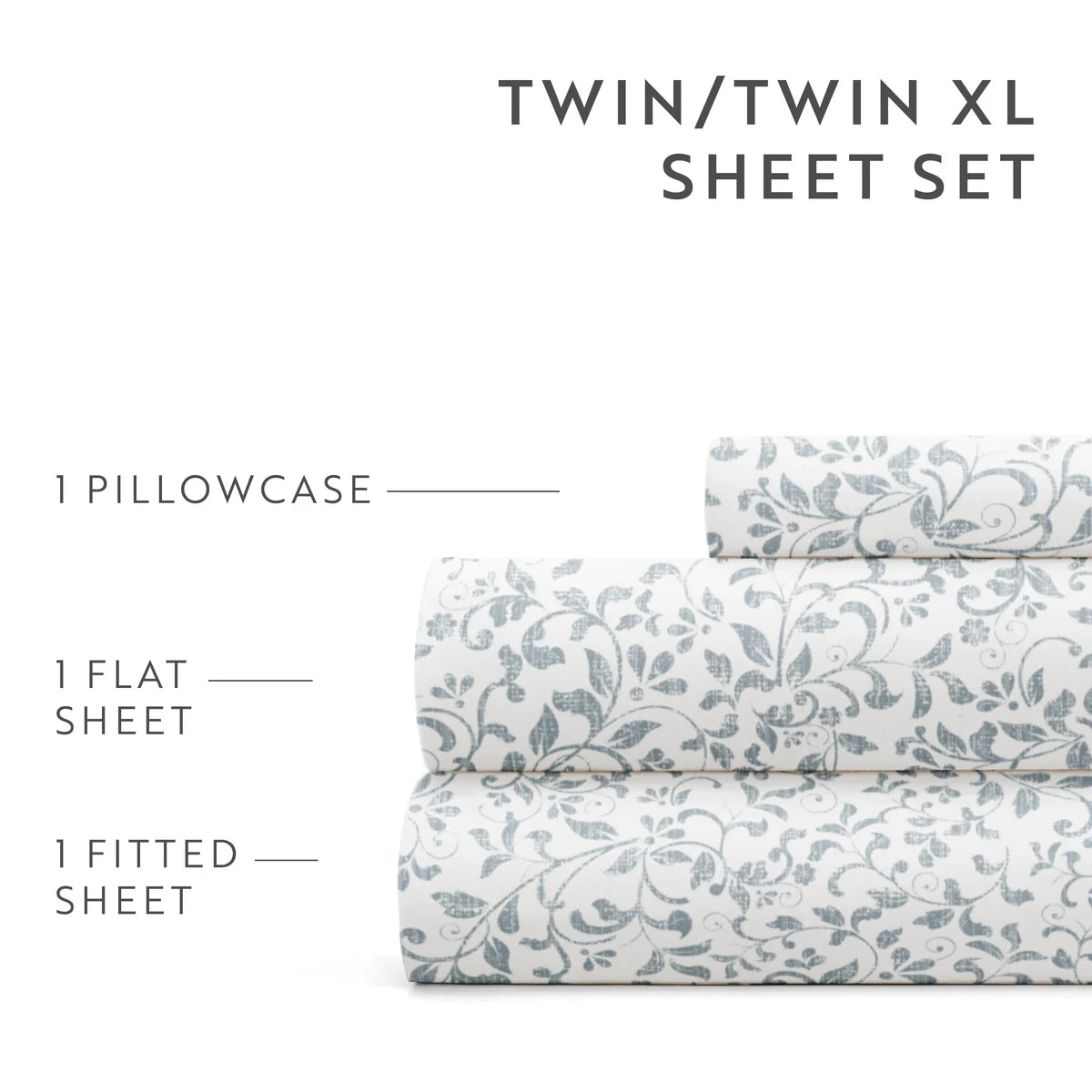 Distressed Vine 4-Piece Patterned Sheet Set