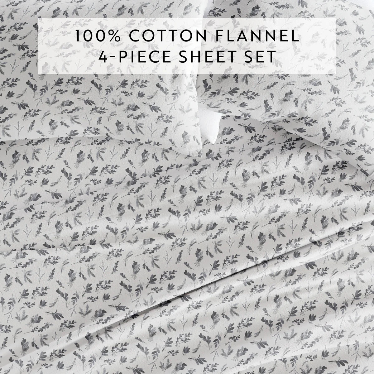 Botanical 4-Piece 100% Cotton Flannel Sheet Set
