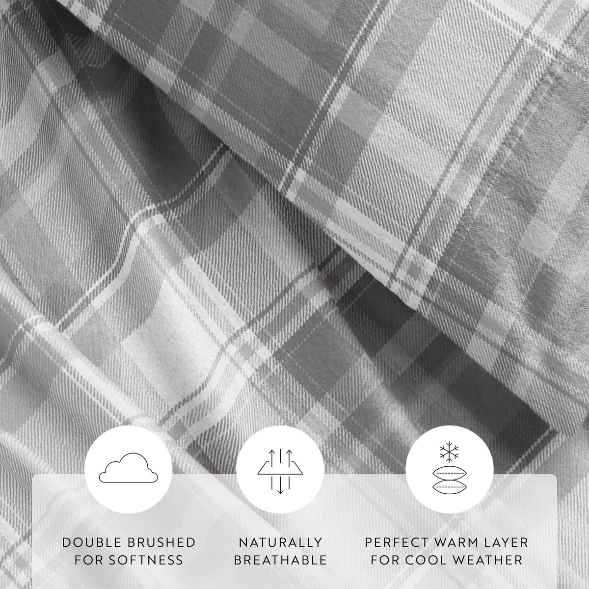 Plaid 4-Piece 100% Cotton Flannel Sheet Set