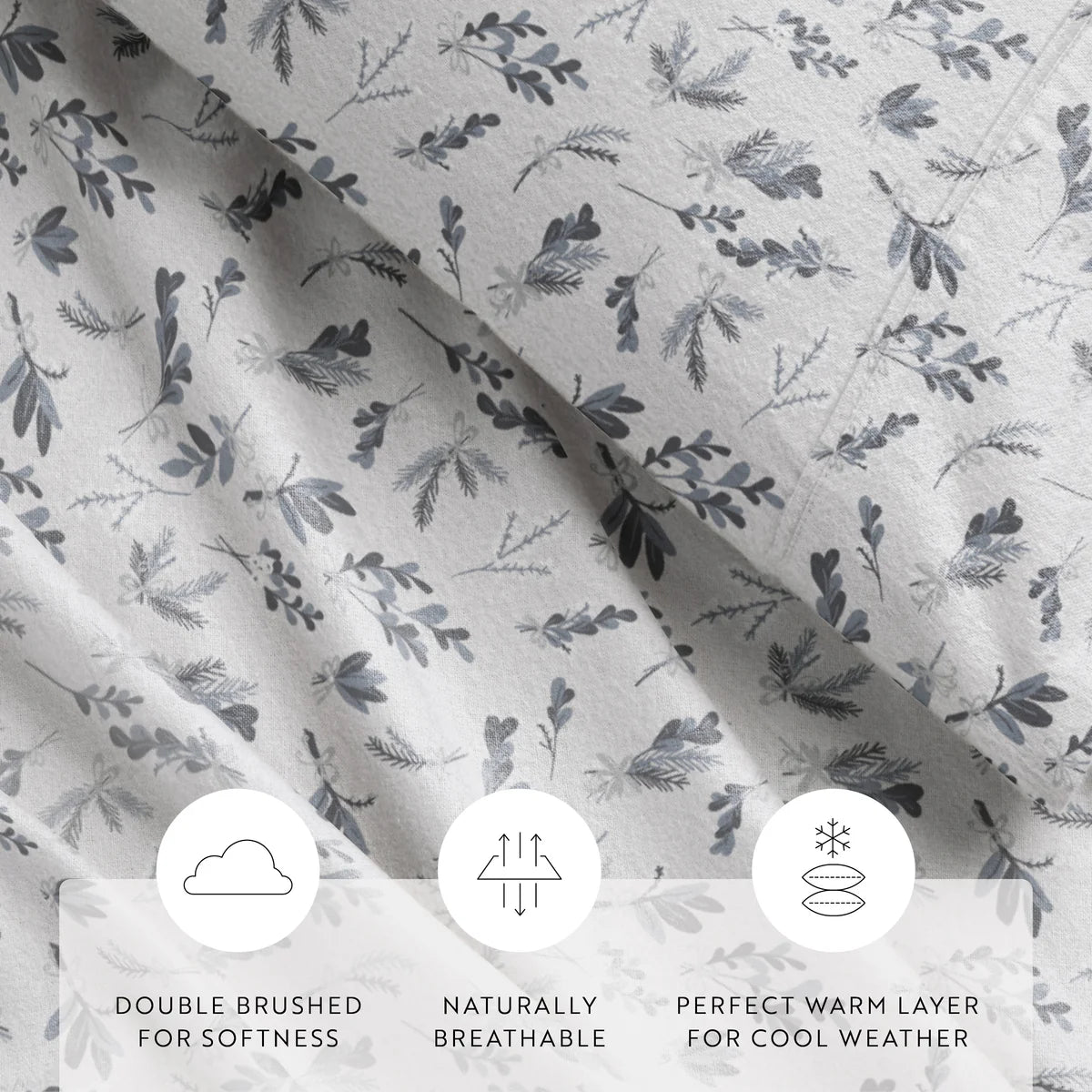 Botanical 4-Piece 100% Cotton Flannel Sheet Set