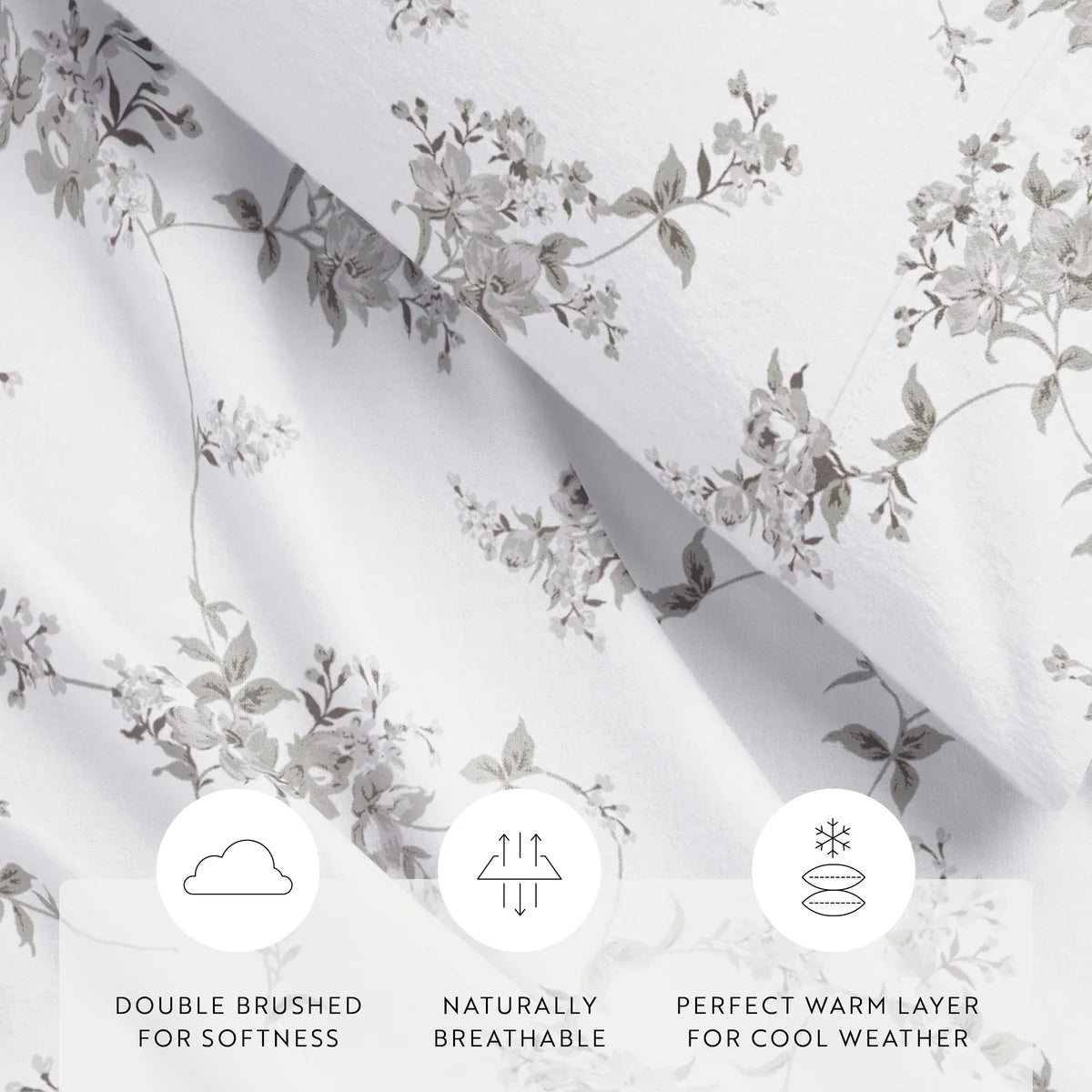 Sylvan Rose 4-Piece 100% Cotton Flannel Sheet Set