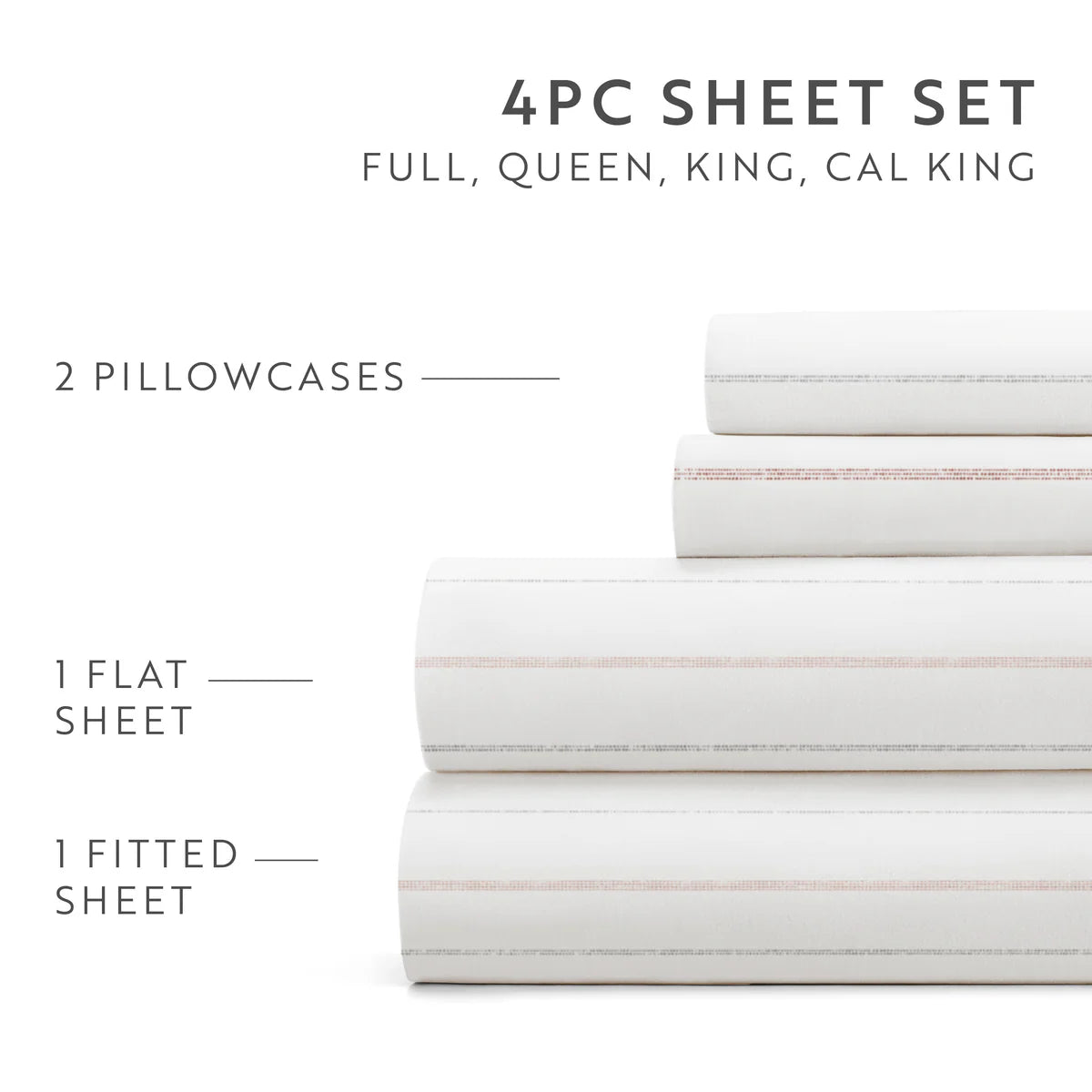 Soft Stitch Stripe 4-Piece Patterned Sheet Set