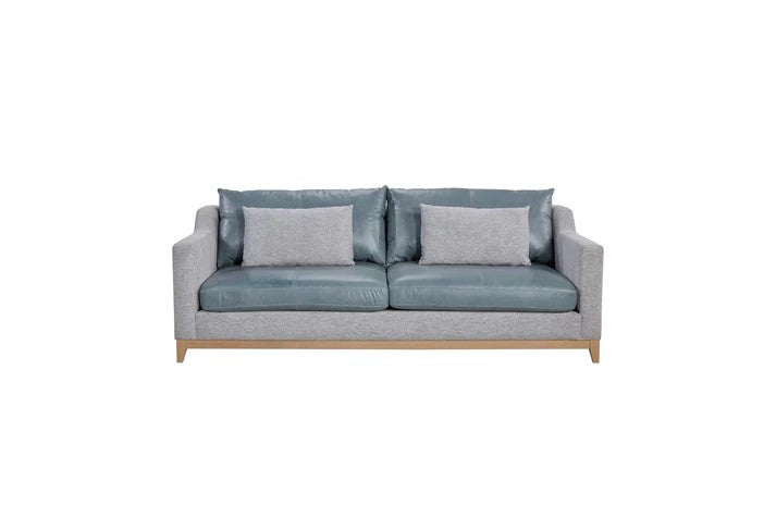 Pleasant Hill - Mist Leather Sofa with 2 Pillows