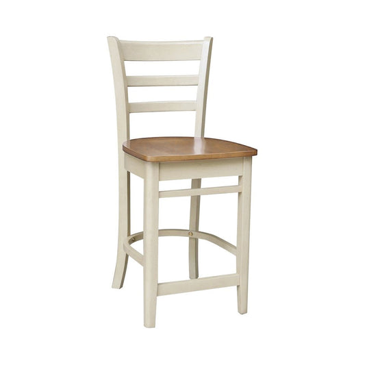 Dining Essentials - Emily Stool in Hickory & Shell (Set of 2)
