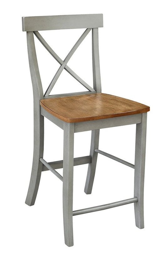 Dining Essentials - X-Back Stool in Hickory & Stone (Set of 2)