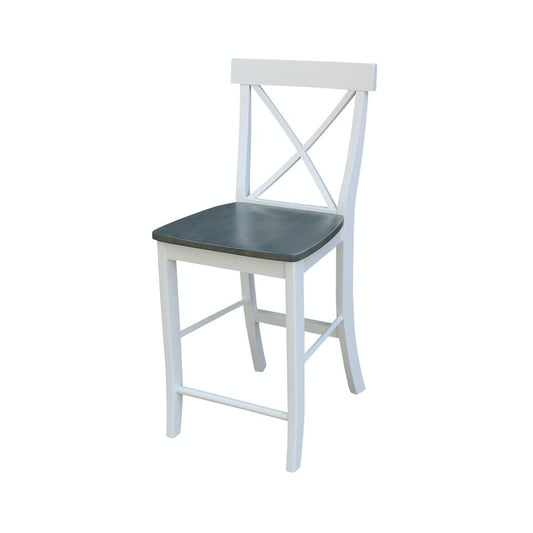 Dining Essentials - X-Back Stool in Heather Gray & White (Set of 2)