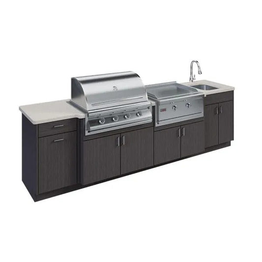OPEN AIR OUTDOOR KITCHENS - STRAIGHT RUN (2 PREP AREAS & 1 GRILL/1 GRIDDLE)