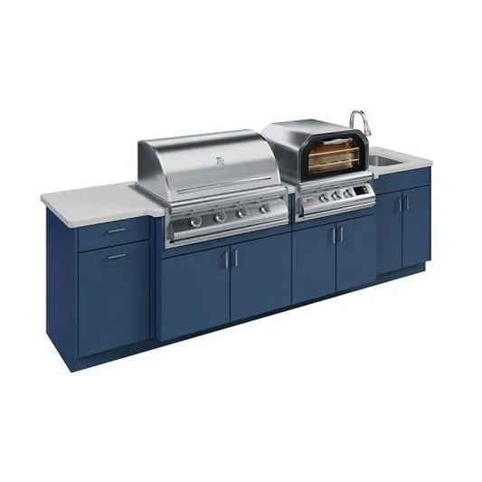 OPEN AIR OUTDOOR KITCHENS - STRAIGHT RUN (2 PREP AREAS & 1 GRILL/1 PIZZA OVEN)