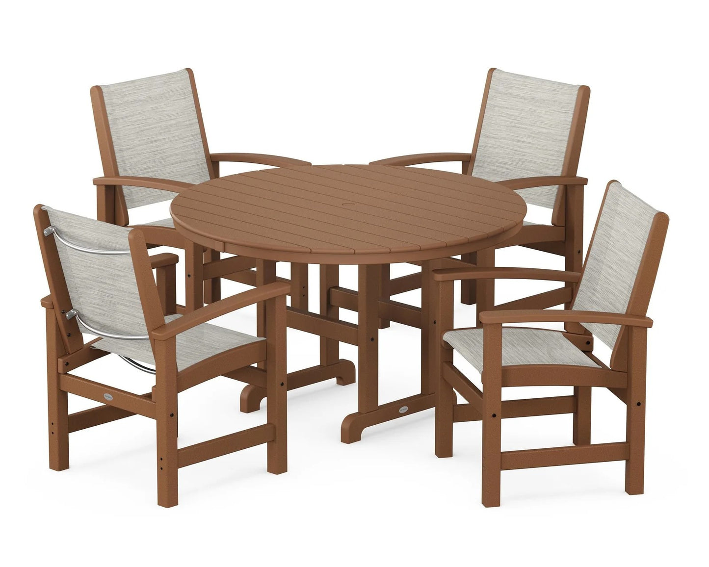 Polywood - Coastal 5-Piece Round Farmhouse Dining Set - FREE SHIPPING