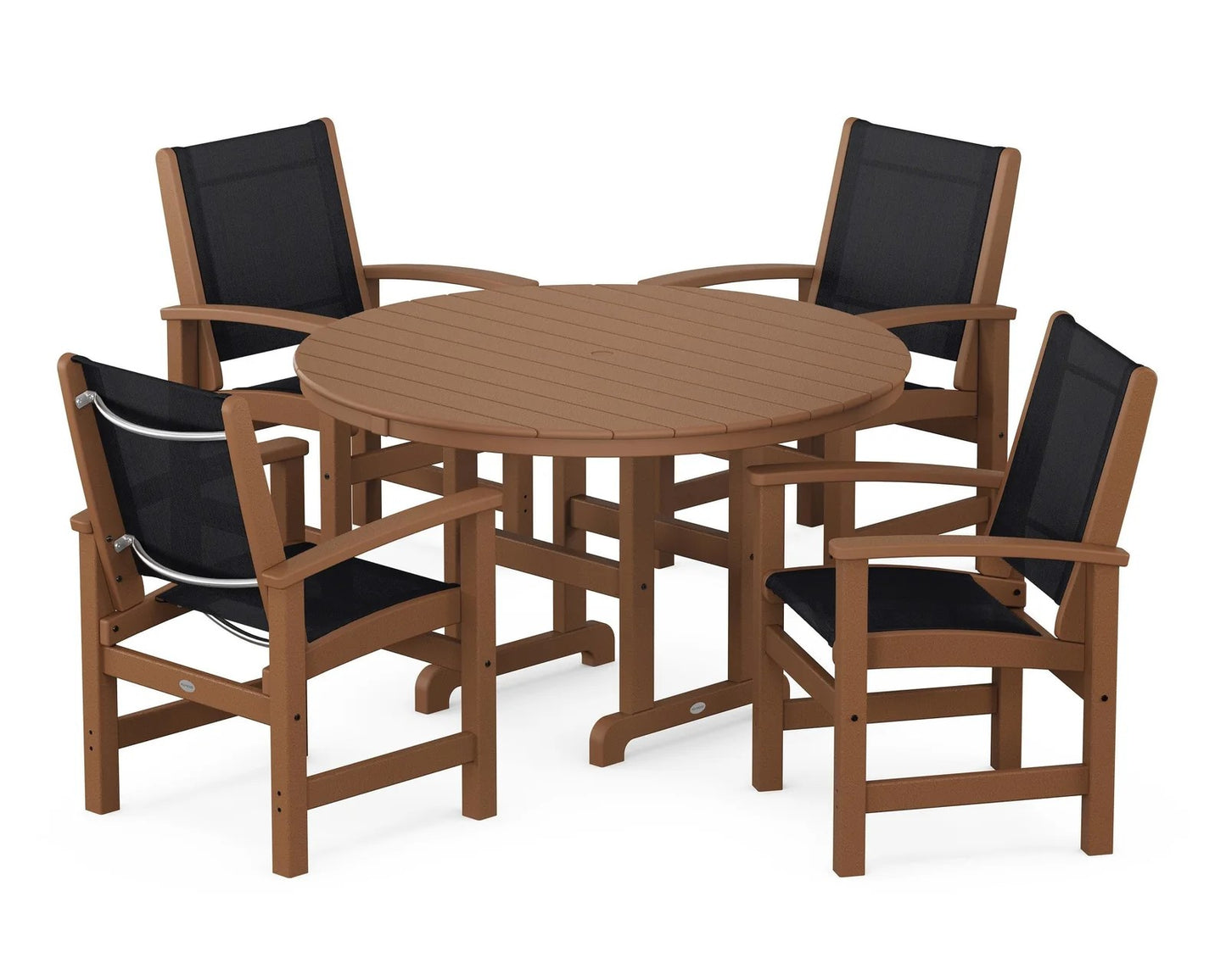 Polywood - Coastal 5-Piece Round Farmhouse Dining Set - FREE SHIPPING