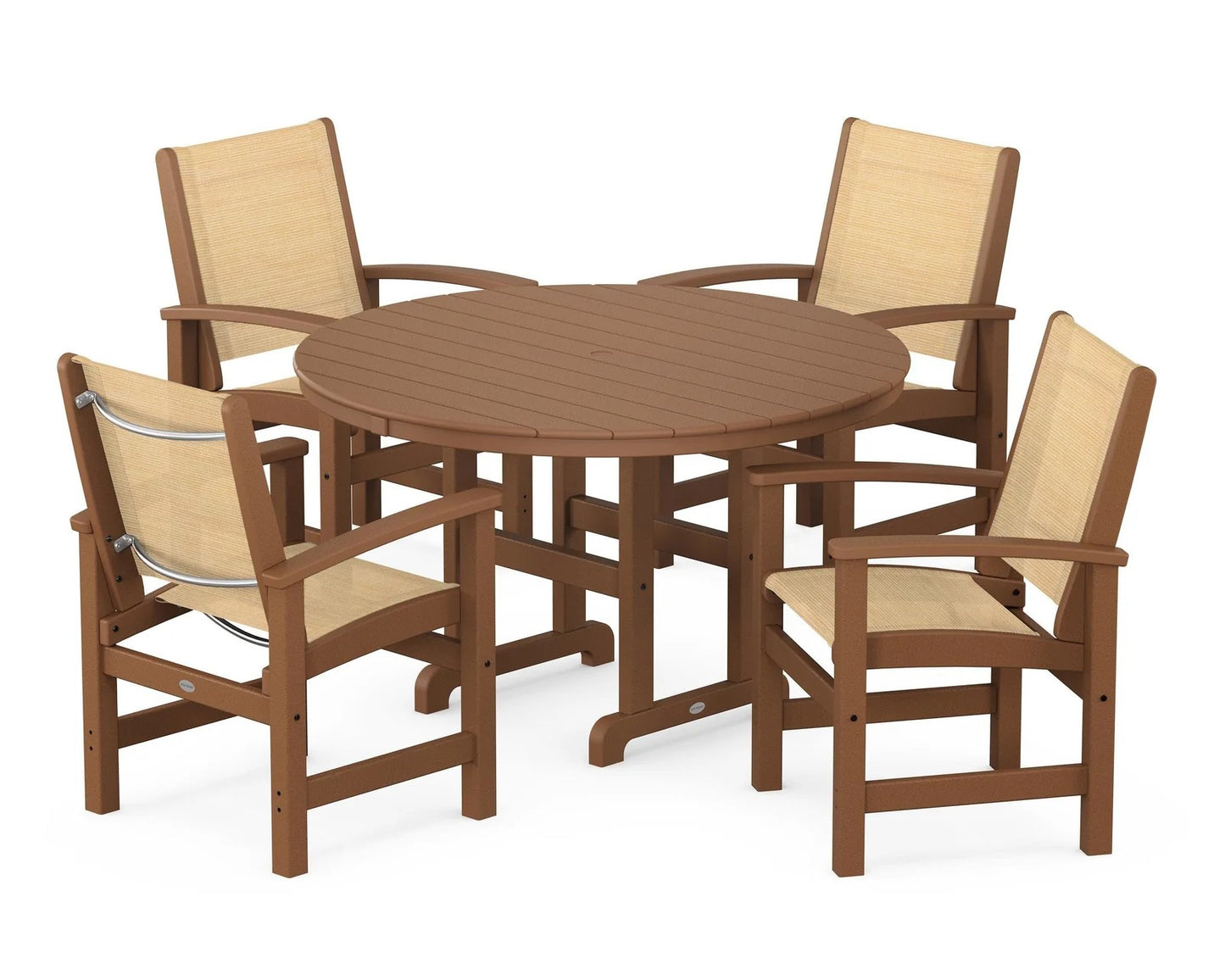 Polywood - Coastal 5-Piece Round Farmhouse Dining Set - FREE SHIPPING