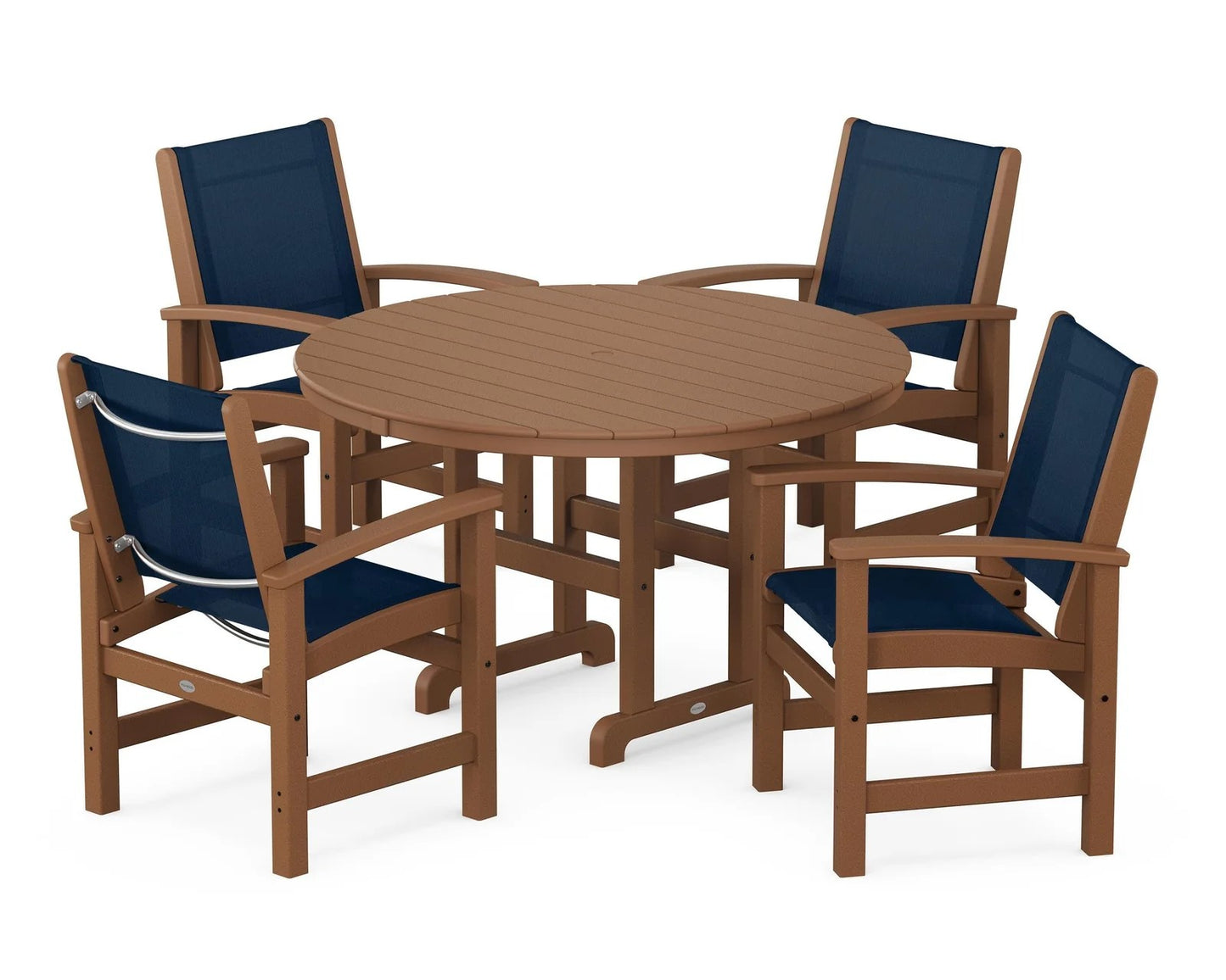 Polywood - Coastal 5-Piece Round Farmhouse Dining Set - FREE SHIPPING