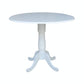 Dining Essentials - 42" Drop Leaf Table Top w/ 36" H Traditional Pedestal w/ Extension in Pure White