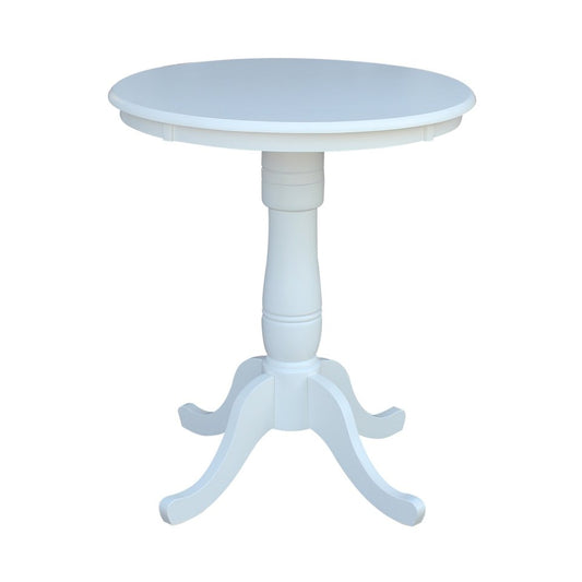 Dining Essentials - 30" Round Table Top w/ 36" H Traditional Pedestal w/ Extension in Pure White