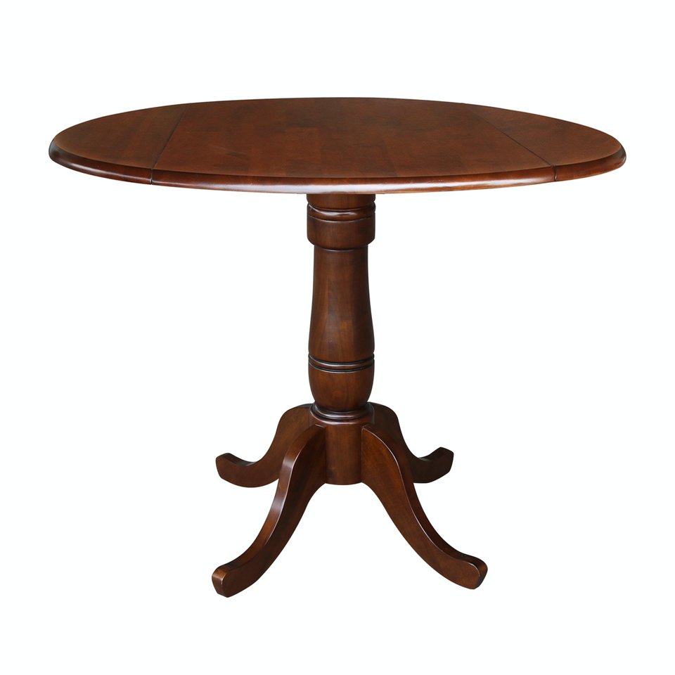 Dining Essentials - 42" Drop Leaf Table Top w/ 36" H Traditional Pedestal w/ Extension in Espresso