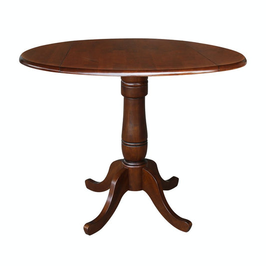 Dining Essentials - 42" Drop Leaf Table Top w/ 36" H Traditional Pedestal w/ Extension in Espresso