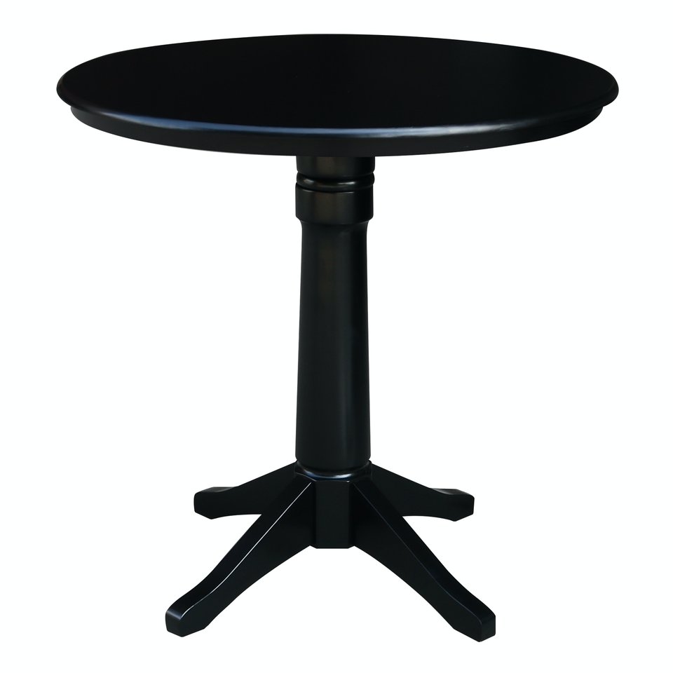 Dining Essentials - 36" Round Table Top w/ 36" H Transitional Pedestal w/ Extension in Black