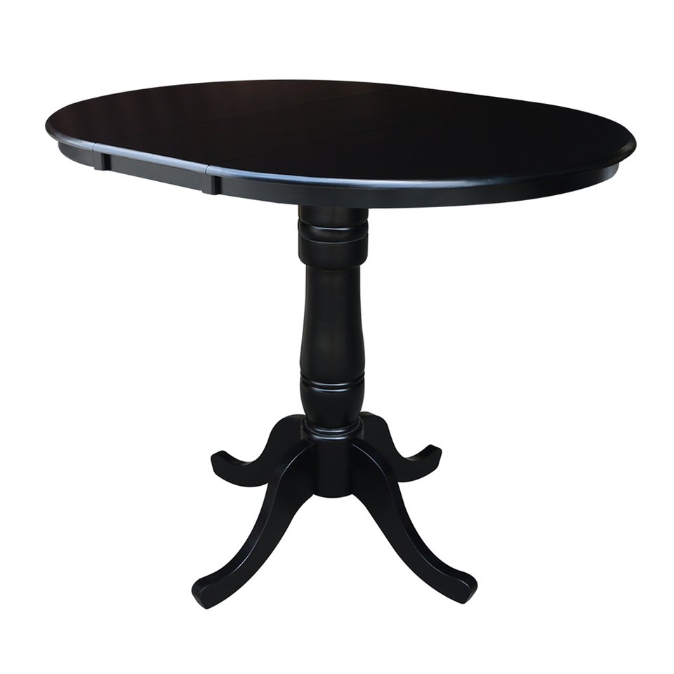 Dining Essentials - 36" Extension Table Top w/ 36" H Traditional Pedestal w/ Extension in Black