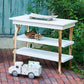 Branch Open Shelf Changing Table in Acacia w/ Snow