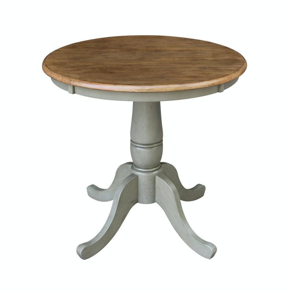 Dining Essentials - 30" Round Table Top w/ 30" Traditional Pedestal in Hickory & Stone