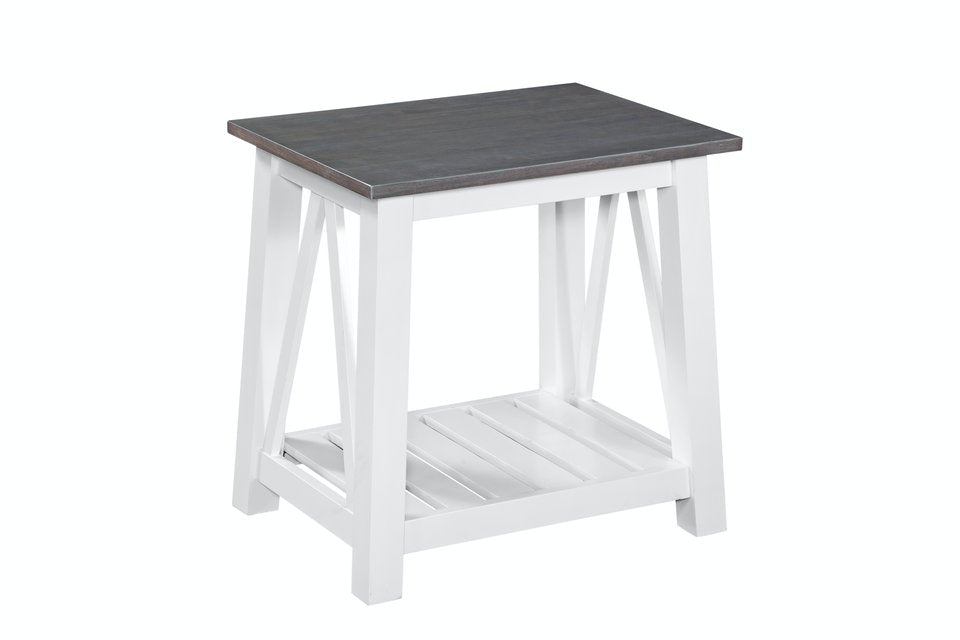 Home Accents - Surrey End Table in Heather Gray & White