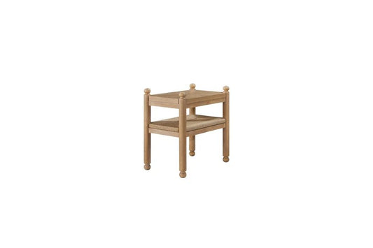 Pleasant Hill - Suede Chairside Table with Metal & Rattan Shelf