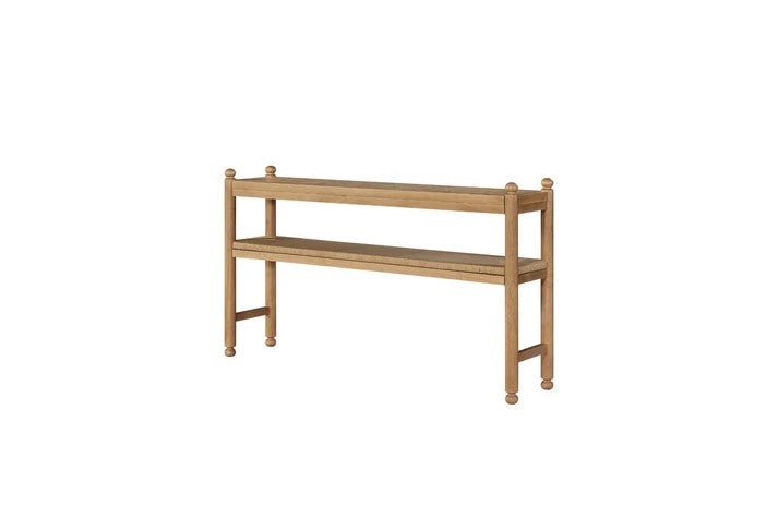 Pleasant Hill - Suede Console Table with Metal & Rattan Shelf