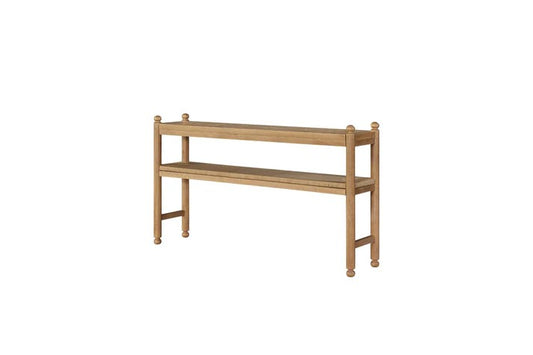Pleasant Hill - Suede Console Table with Metal & Rattan Shelf