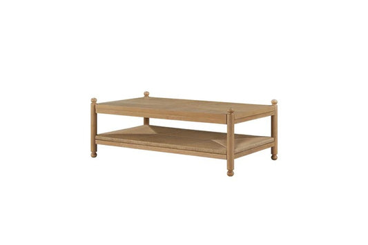 Pleasant Hill - Suede Cocktail Table with Metal & Rattan Shelf