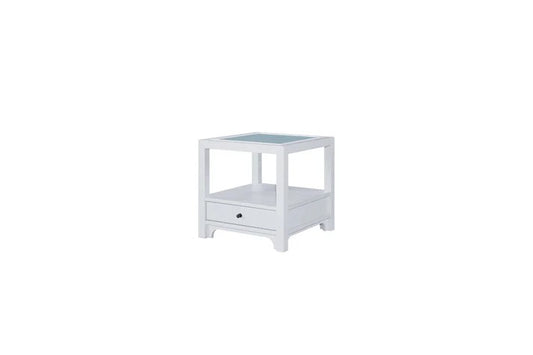 Pleasant Hill - Ivory End Table with Matte Glass Top