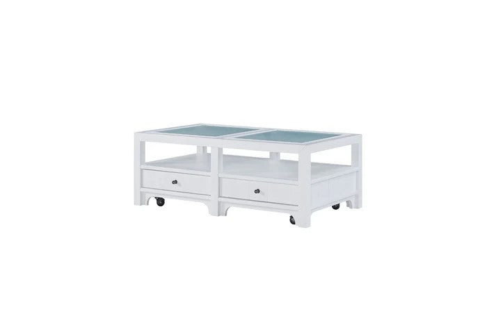 Pleasant Hill - Ivory Cocktail Table with Matte Glass Top