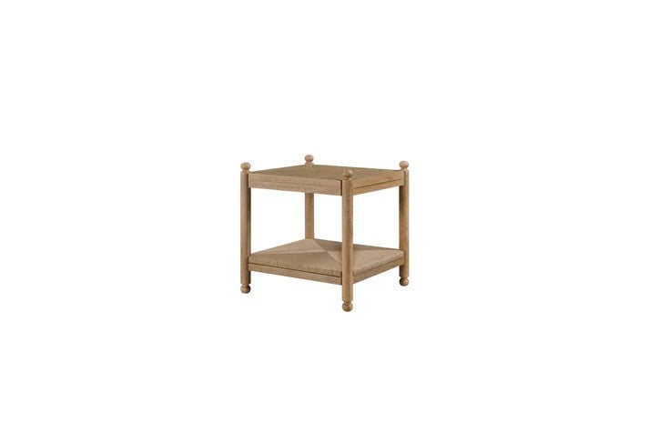 Pleasant Hill - Suede End Table with Metal & Rattan Shelf