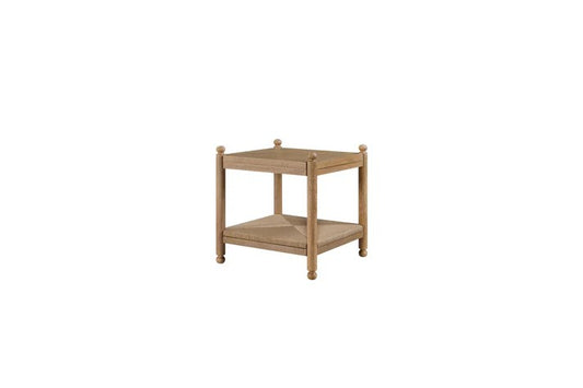 Pleasant Hill - Suede End Table with Metal & Rattan Shelf