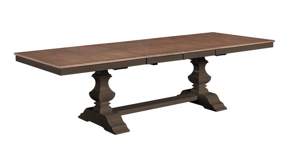 Vista - Extension Table Top w/ Banks Trestle Base in Hickory & Coal