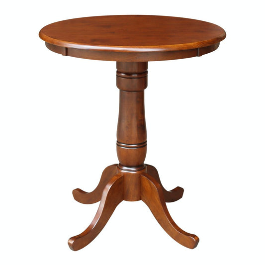 Dining Essentials - 30" Round Table Top w/ 36" H Traditional Pedestal w/ Extension in Espresso