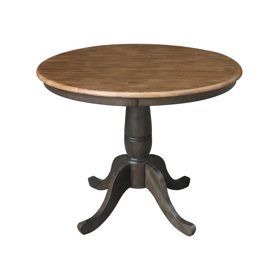 Dining Essentials - 36" Round Table Top w/ 30" H Traditional Pedestal in Hickory & Coal