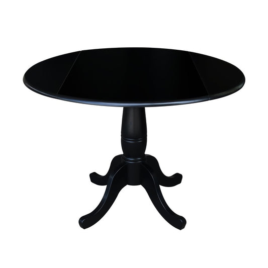 Dining Essentials - 42" Drop Leaf Table Top w/ 30" H Traditional Pedestal in Black