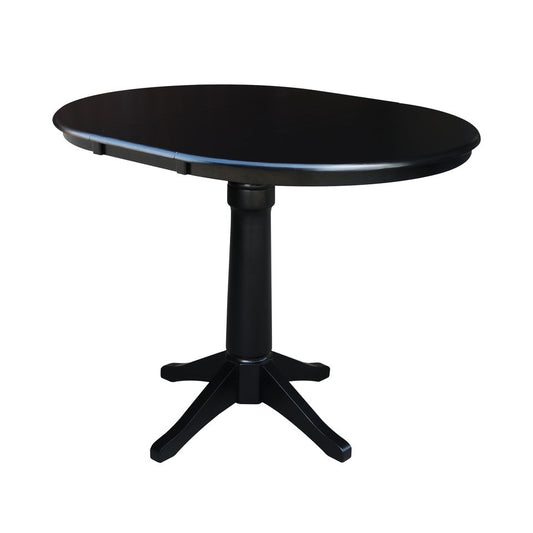 Dining Essentials - 36" Extension Table Top w/ 36" H Transitional Pedestal w/ Extension in Black