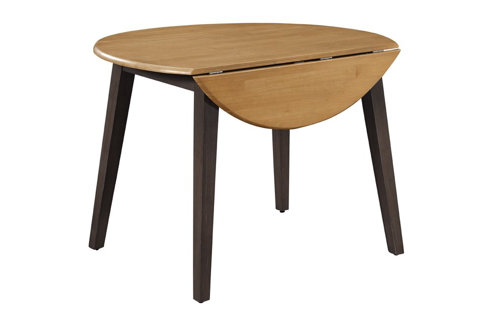 Dining Essentials - 42" Round Drop Leaf Table in Hickory & Coal