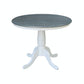 Dining Essentials - 36" Round Table Top w/ 30" H Traditional Pedestal in Heather Gray & White