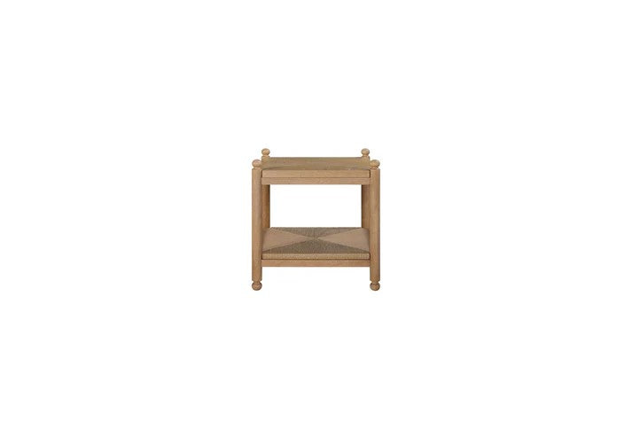 Pleasant Hill - Suede End Table with Metal & Rattan Shelf