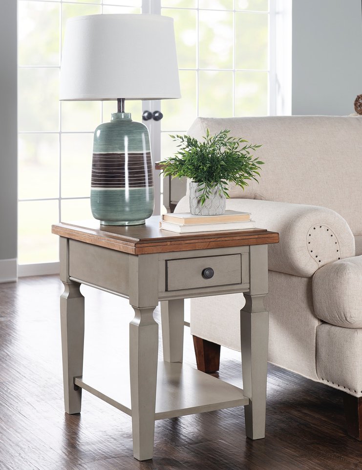 Home Accents - Vista End Table in Hickory & Stone