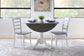 Dining Essentials - Round Drop Leaf Pedestal Table in Heather Gray & White