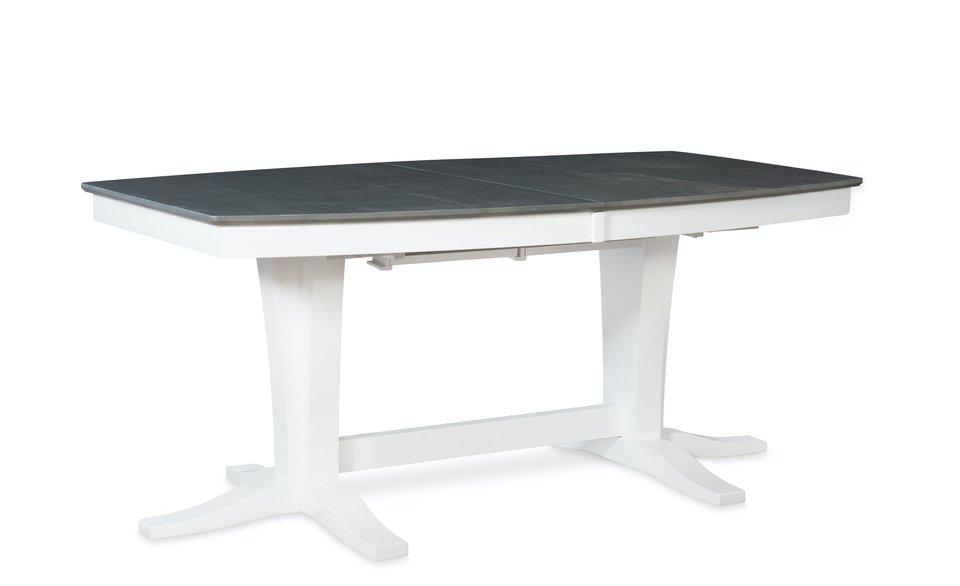 Cosmopolitan - Milano Double Pedestal Extension Table in Heather Gray & White