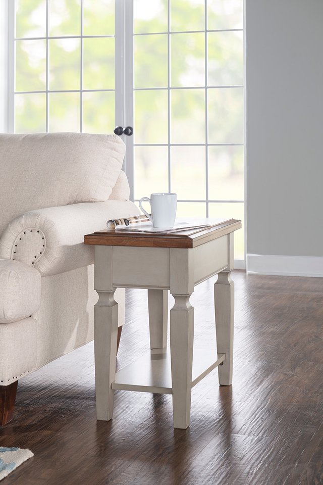 Home Accents - Vista Side Table in Hickory & Stone