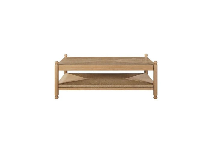 Pleasant Hill - Suede Cocktail Table with Metal & Rattan Shelf