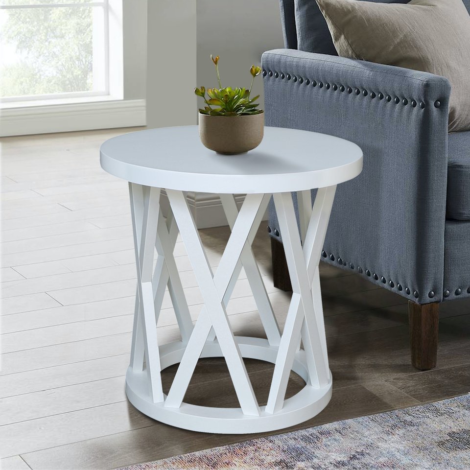 Home Accents - Ceylon Round End Table in White